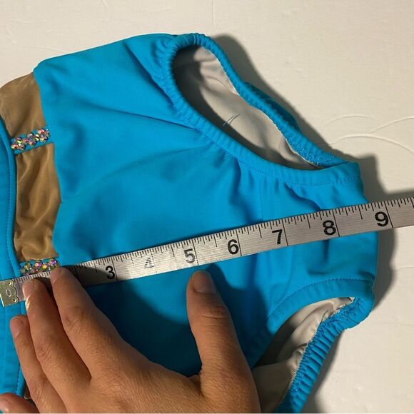 Custom made solo dance costume hot pink neon rhinestone 2 piece set child 10 - Picture 12 of 13